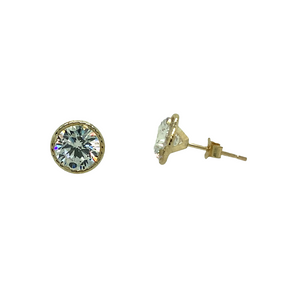 9ct Gold 6mm Cubic Zirconia Halo Stud Earrings