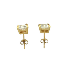 Load image into Gallery viewer, 9ct Gold &amp; 6mm Cubic Zirconia Square Stud Earrings

