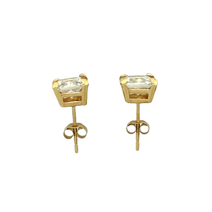 9ct Gold & 6mm Cubic Zirconia Square Stud Earrings