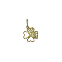 Load image into Gallery viewer, New 9ct Gold &amp; Cubic Zirconia Set Four Leaf Clover Pendant
