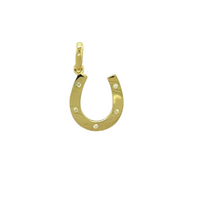 Load image into Gallery viewer, New 9ct Gold &amp; Cubic Zirconia Set Horseshoe Pendant
