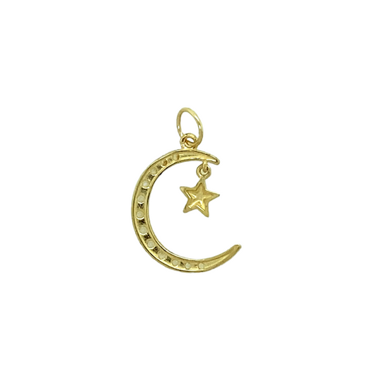 New 9ct Yellow Gold & Cubic Zirconia Set Moon and Star Pendant with the weight 0.50 grams. The pendant is 1.8cm long including the bail by 1.1cm