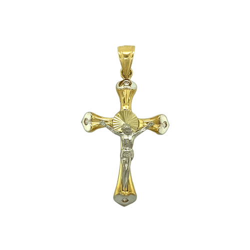 New 9ct Gold & Cubic Zirconia Set Fancy Crucifix Pendant
