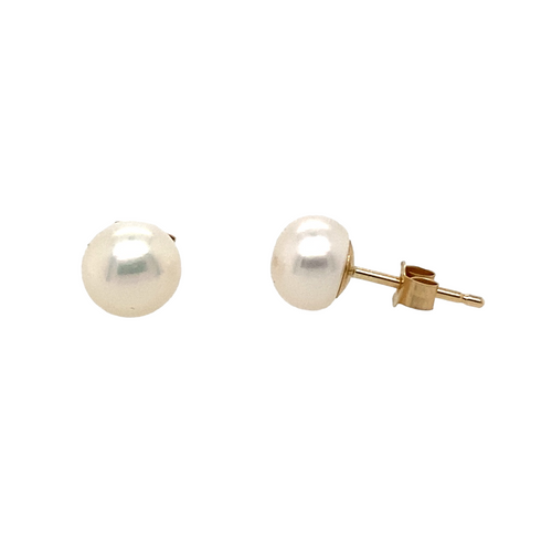 New 9ct Gold & 7mm Freshwater Pearl Stud Earrings