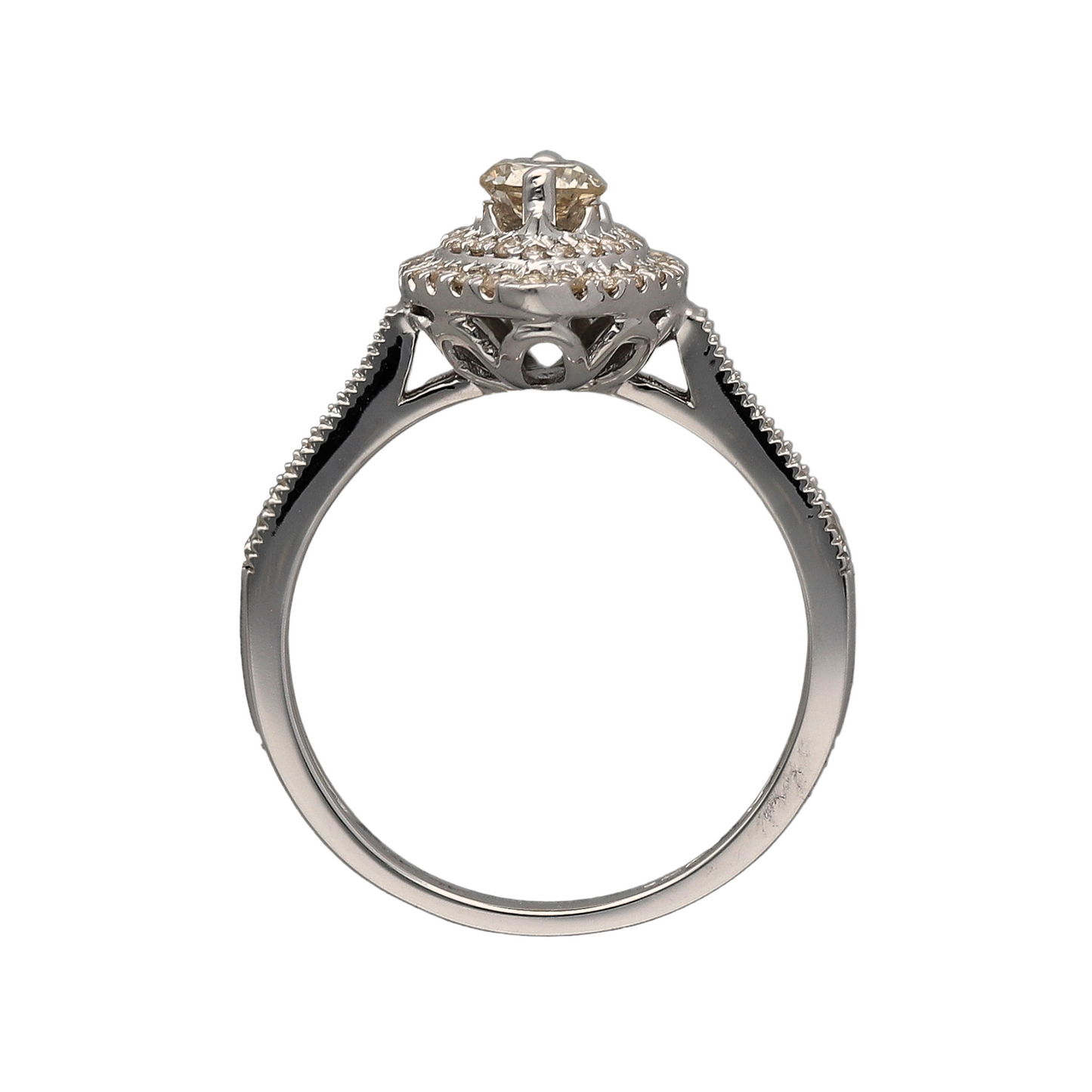 New 9ct White Gold & Diamond Marquise Halo Ring