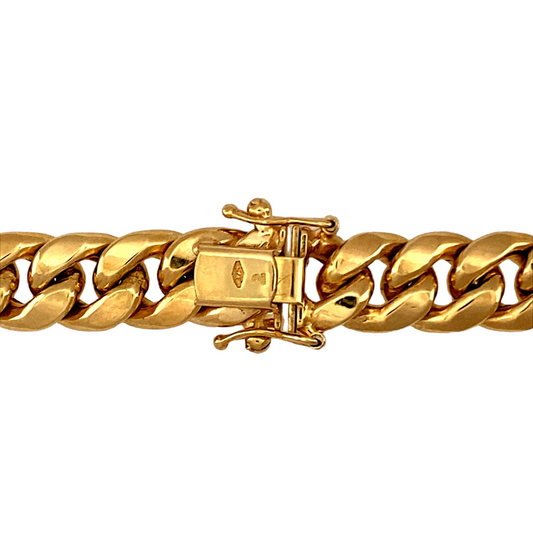 New 9ct Yellow Semi Hollow Gold 30" English Cuban Chain with the weight 70 grams and link width 10mm