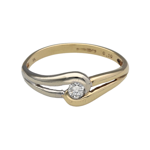 9ct Gold & Diamond Set Split Twist Solitaire Ring