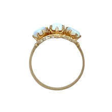 Load image into Gallery viewer, New 9ct Gold &amp; Created Opal Trilogy Ring

