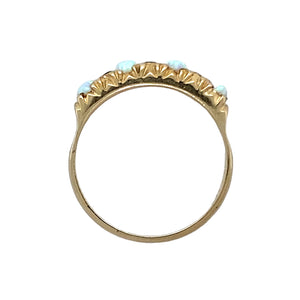New 9ct Gold & Created Opal & Purple Stone Band Ring