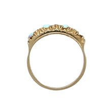 Load image into Gallery viewer, New 9ct Gold &amp; Created Opal &amp; Navy Stone Band Ring
