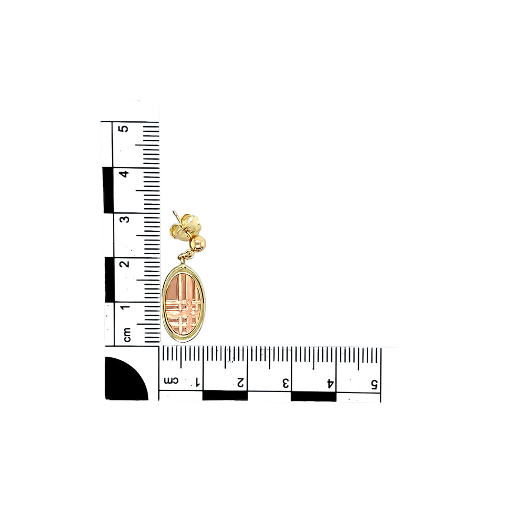 9ct Gold Clogau Oval Drop Criss Cross Line Earrings