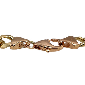 Preowned 9ct Yellow and Rose Gold 8.75" Figaro Bracelet with the weight 26.80 grams and link width 9mm