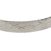 Load image into Gallery viewer, A New Silver Diamond Cut Patterned Expandable Bangle with the weight 12.20 grams and bangle width 9mm. The bangle is 6.3cm diameter when closed and 7.5cm when fully expanded
