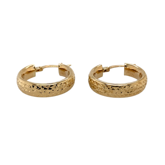 New 9ct Yellow Gold Sparkle Creole Earrings with the weight 1.90 grams