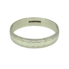 Load image into Gallery viewer, New 9ct White Gold 4mm Millgrain Band Ring in size N with the weight 1.50 grams
