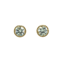 Load image into Gallery viewer, New 9ct Gold 5mm Cubic Zirconia Halo Stud Earrings with the weight 0.60 grams. The backs are 9mm long
