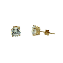 Load image into Gallery viewer, 9ct Gold &amp; 6mm Cubic Zirconia Stud Earrings
