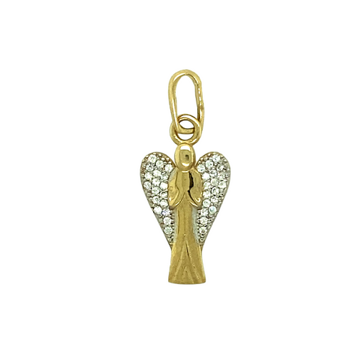 New 9ct Gold & Cubic Zirconia Set Angel Pendant