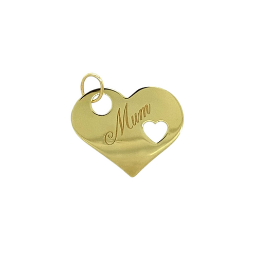 New 9ct Gold Mum Engraved Heart Pendant