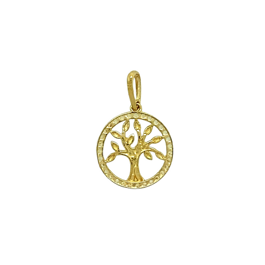 New 9ct Yellow Gold & Cubic Zirconia Set Tree of Life Pendant with the weight 0.40 grams. The pendant is 1.8cm long including the bail by 1.2cm