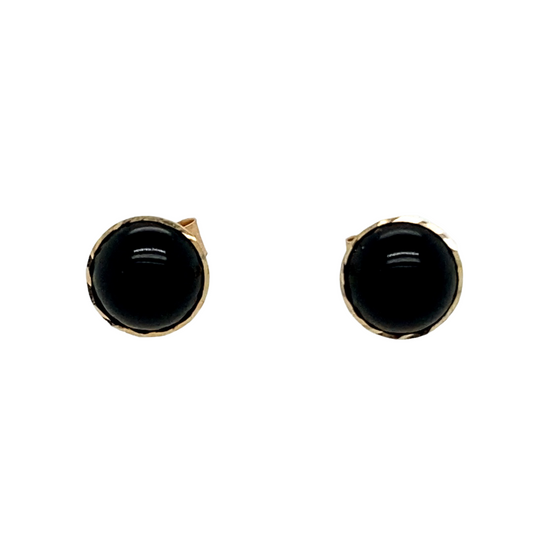 New 9ct Yellow Gold & Onyx Stud Earrings with the weight 0.40 grams. The onyx is 5mm diameter