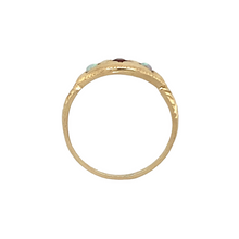 Load image into Gallery viewer, New 9ct Gold Created Opal &amp; Red Stone Set Ring
