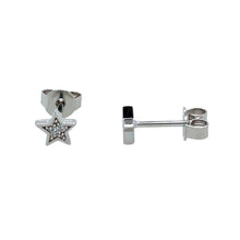 Load image into Gallery viewer, 925 Silver &amp; Cubic Zirconia Set Star Stud Earrings
