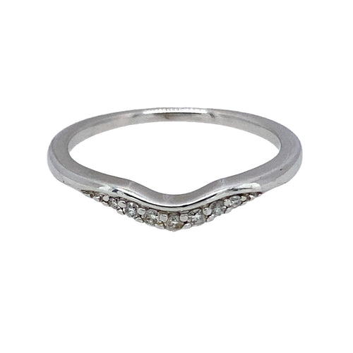 9ct White Gold & Diamond Set Wishbone Style Ring
