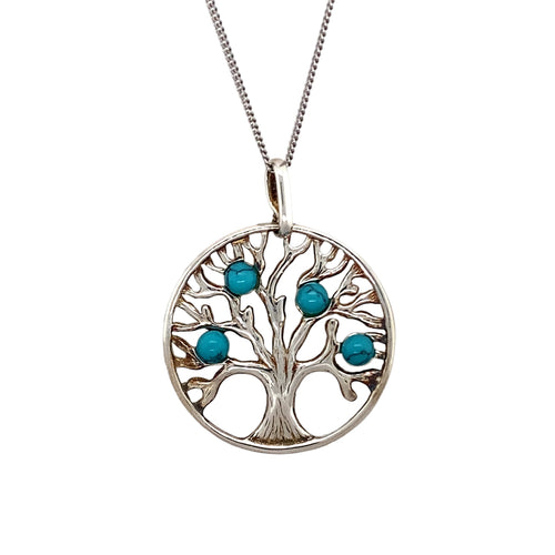 New 925 Silver & Turquoise Set Tree of Life 18