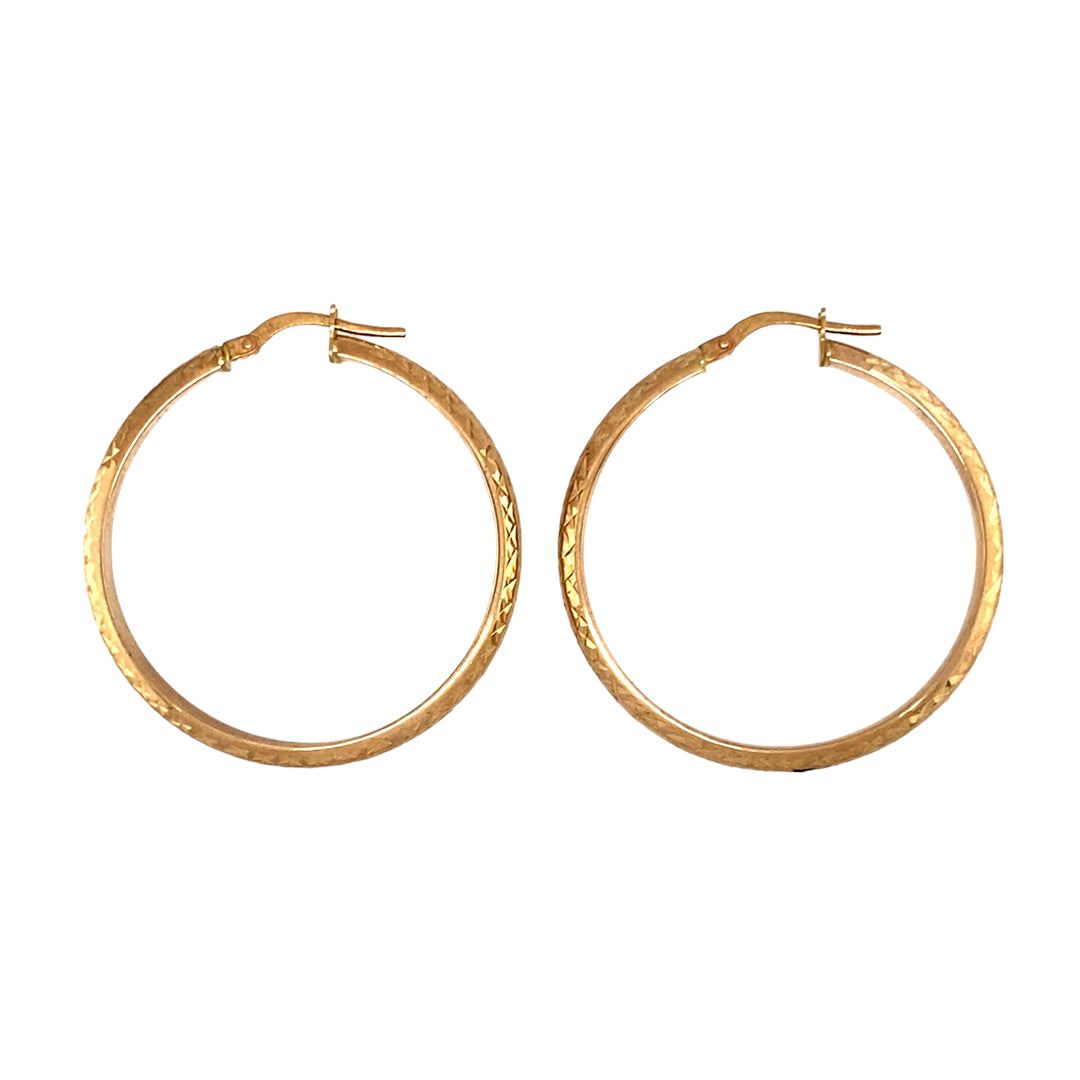 9ct Gold Sparkle Hoop Earrings