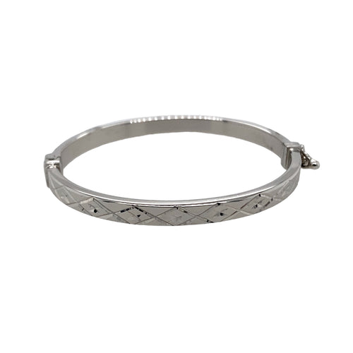 925 Silver Patterned Hinged Bangle