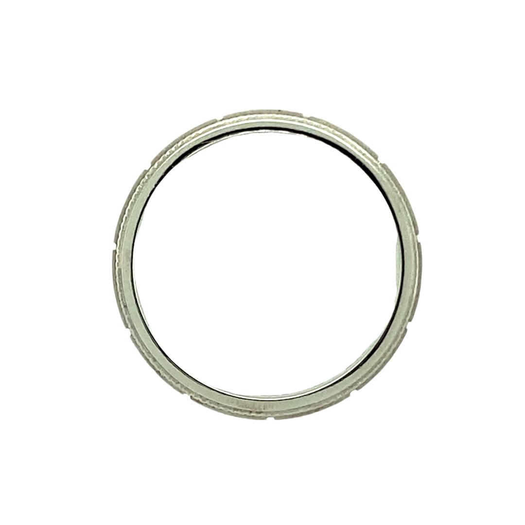 New 9ct White Gold 6mm Greek Key Patterned Band Ring