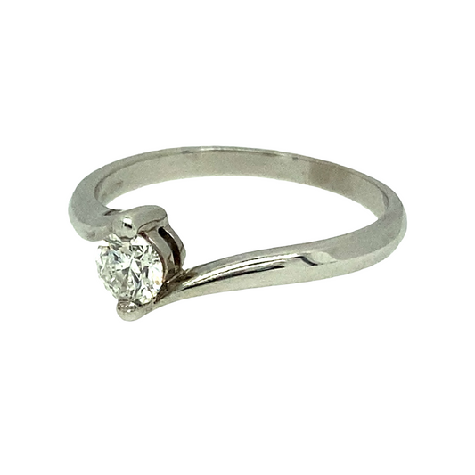 Preowned 9ct Yellow and White Gold & Diamond Heart Buckle Ring with blue and white Diamonds. The ring is in the size N with the weight 2.20 grams. The front of the ring is 7mm tall and heart shaped. There is approximately 60pt of Diamonds set in the ring