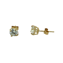 Load image into Gallery viewer, 9ct Gold &amp; 5mm Cubic Zirconia Stud Earrings
