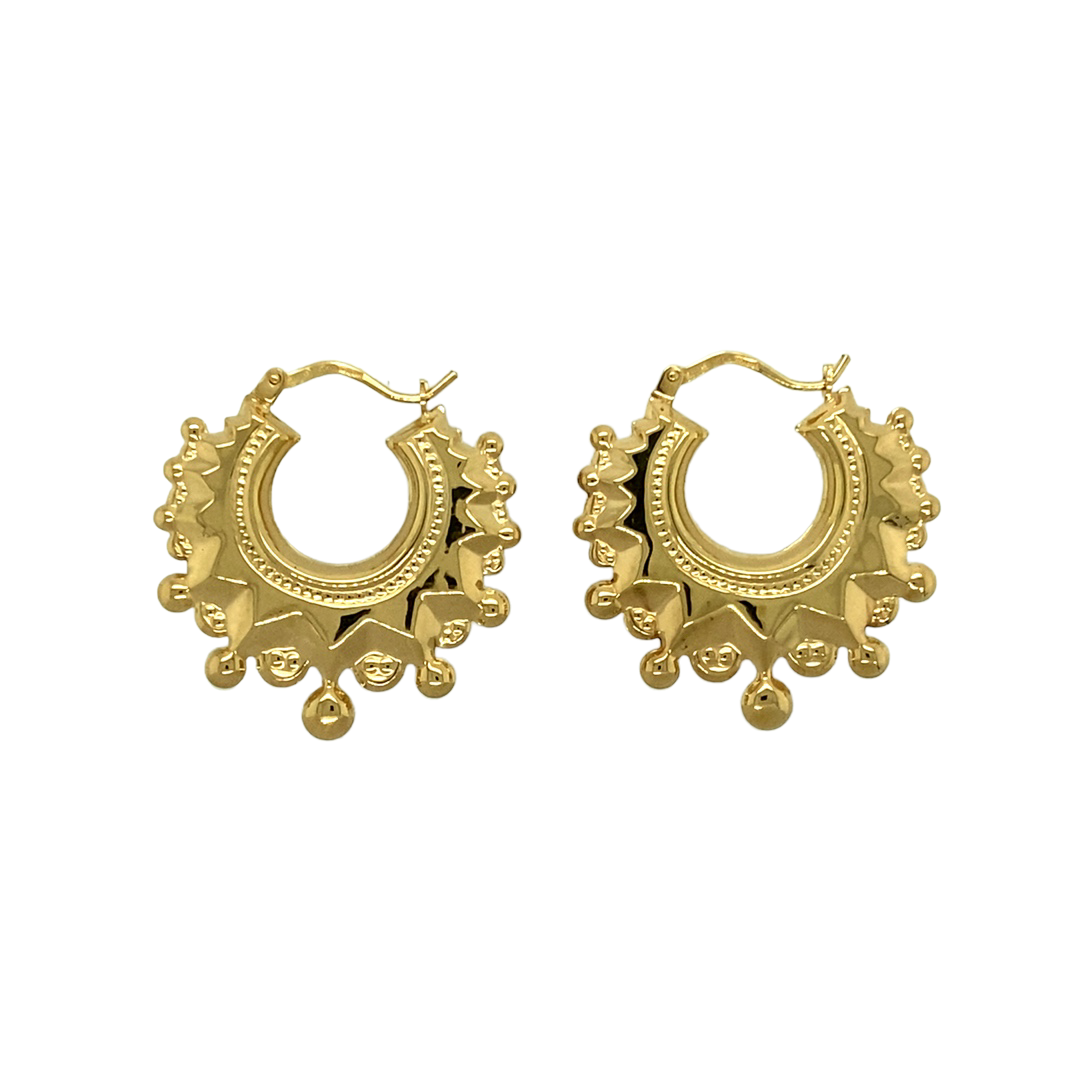 New 9ct Gold Fancy Patterned Creole Earrings