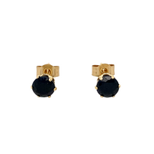 Load image into Gallery viewer, New 9ct Yellow Gold &amp; Sapphire Stud Earrings with the weight 0.30 grams. The sapphire stone is 4mm diameter

