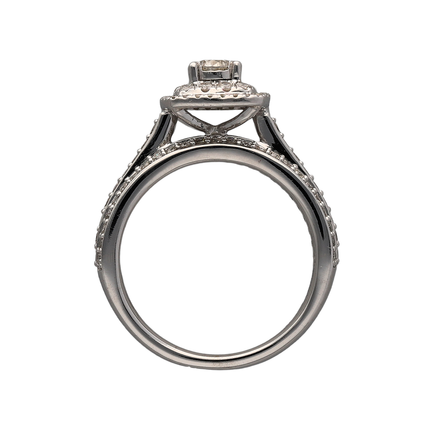 New 9ct White Gold & Diamond Square Halo Ring