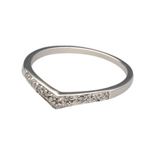 Load image into Gallery viewer, Preowned 9ct White Gold &amp; Diamond Wishbone Ring in size M with the weight 1.30 grams
