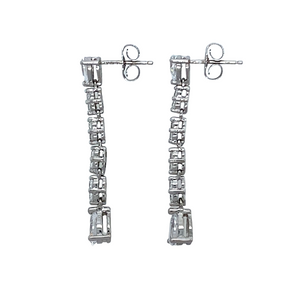 Preowned 9ct White Gold & Cubic Zirconia Set Drop Earrings with the weight 2.90 grams. The large bottom stones are each teardrop shaped and 6mm by 4mm