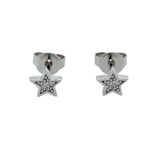 New 925 Silver & Cubic Zirconia Set Star Stud Earrings with the weight 0.80 grams