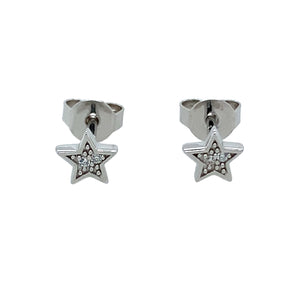 New 925 Silver & Cubic Zirconia Set Star Stud Earrings with the weight 0.80 grams