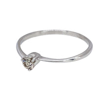 Load image into Gallery viewer, Preowned 18ct White Gold &amp; Diamond Set Twist Solitaire Ring in size P with the weight 1.50 grams. The Diamond is approximately 15pt

