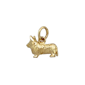 Preowned 9ct Yellow Gold Corgi Dog Charm with the weight 3 grams