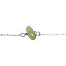 Load image into Gallery viewer, New 925 Silver &amp; Prehnite stone on a 16&quot; curb chain with the weight 1.40 grams. The prehnite stone is approximately 10mm by 6mm. The prehnite stone is said to bring protection and peace to the wearer as well as promote both physical and emotional healing.
