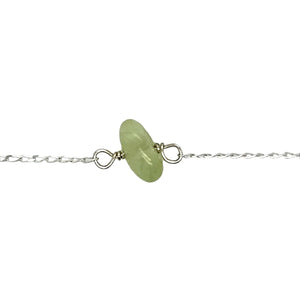 New 925 Silver & Prehnite stone on a 16" curb chain with the weight 1.40 grams. The prehnite stone is approximately 10mm by 6mm. The prehnite stone is said to bring protection and peace to the wearer as well as promote both physical and emotional healing.