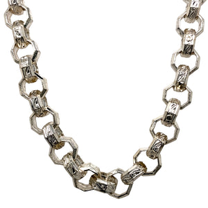 New Solid 925 Silver 25" Patterned Octagonal Link Chain