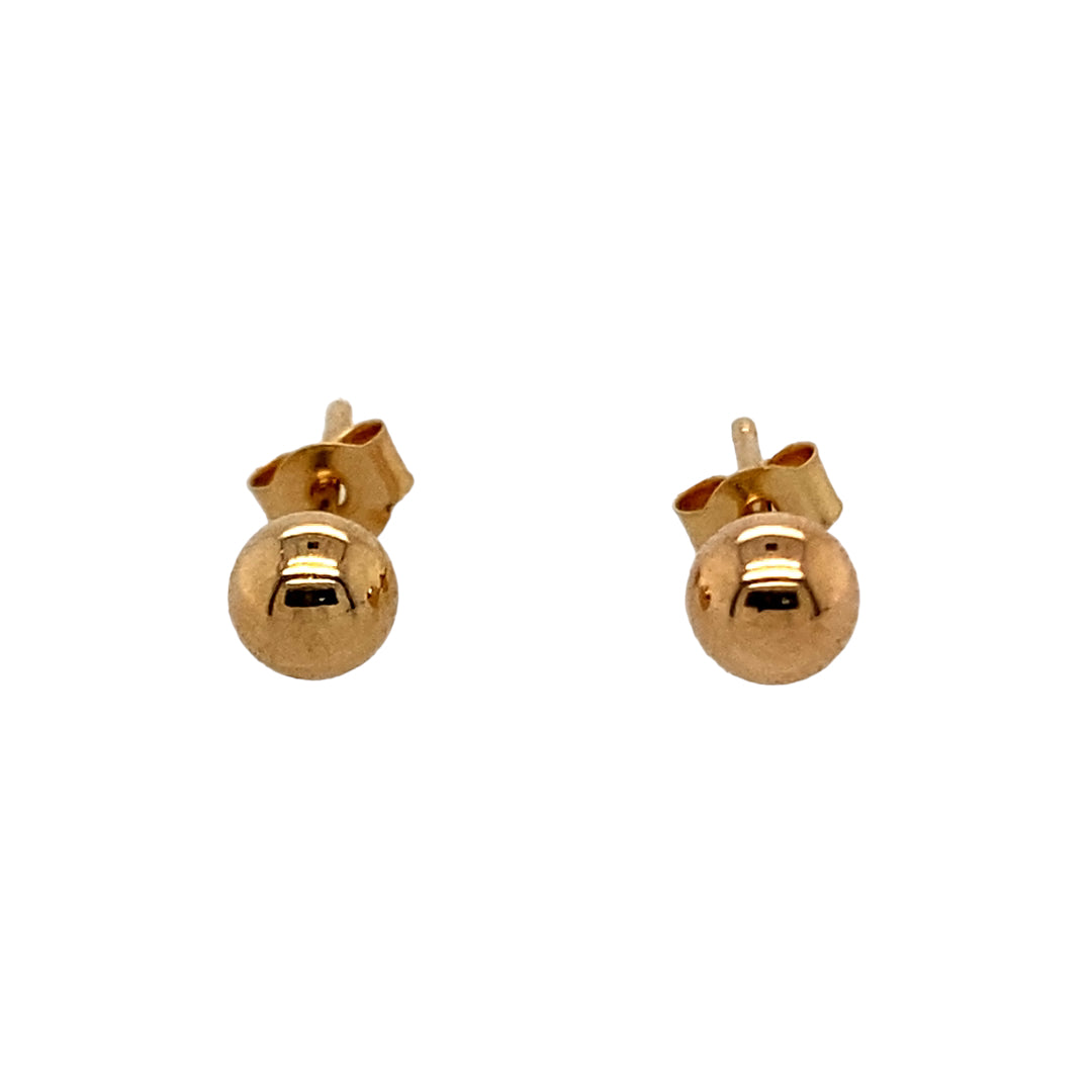New 9ct Gold 4mm Ball Stud Earrings with the weight 0.20 grams. The backs of the studs are 8mm long
