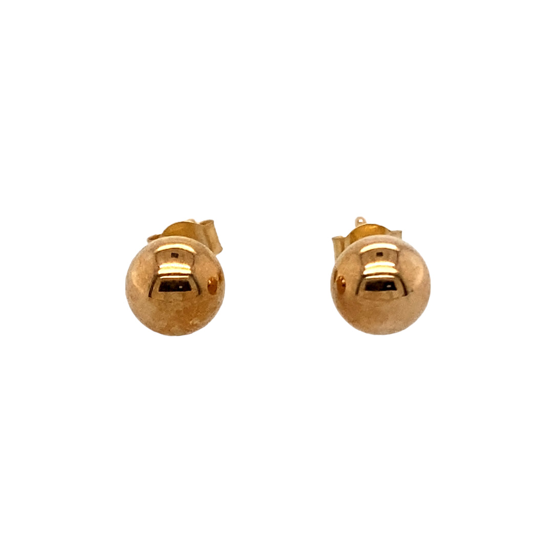 New 9ct Gold 5mm Ball Stud Earrings with the weight 0.30 grams. The backs of the studs are 8mm long