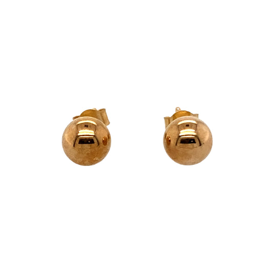 New 9ct Gold 5mm Ball Stud Earrings with the weight 0.30 grams. The backs of the studs are 8mm long