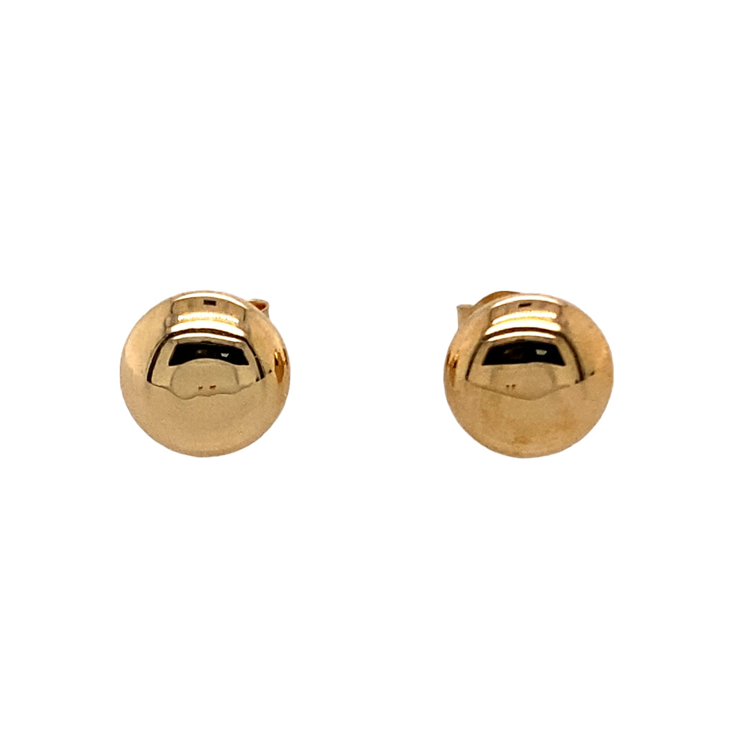 New 9ct Gold 6mm Button Stud Earrings with the weight 0.50 grams. The backs of the studs are 8mm long